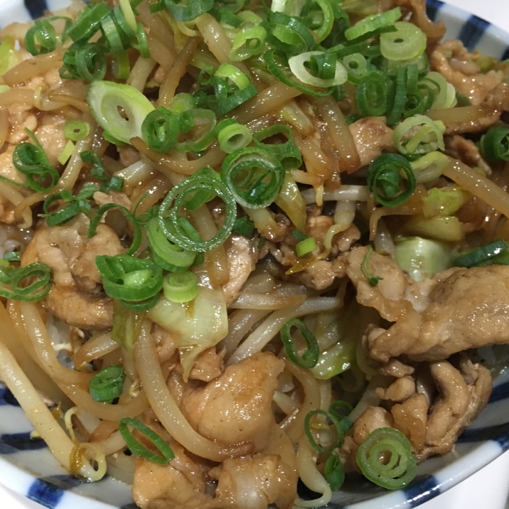 キャベツともやしの豚焼肉丼。